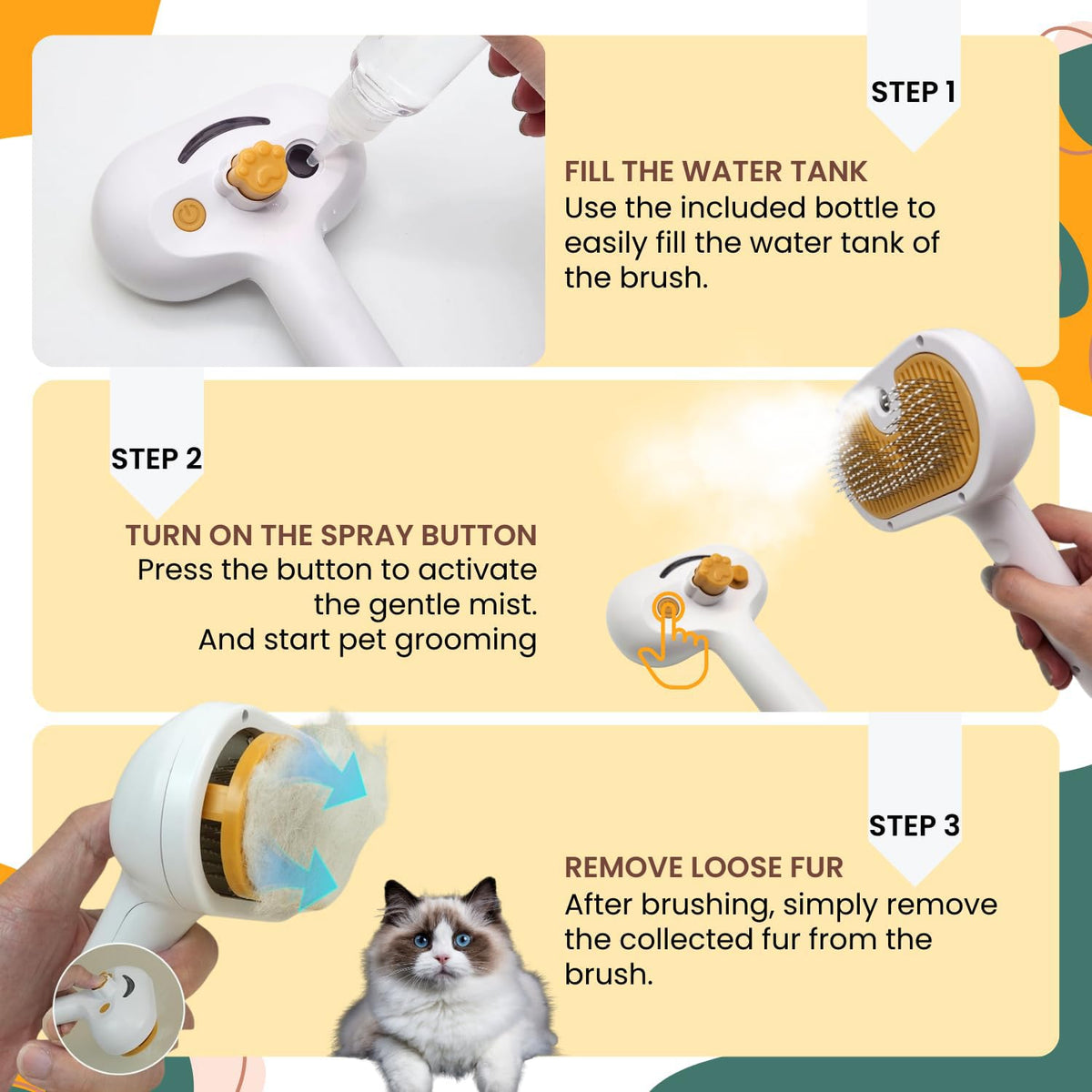 SteamSoft Grooming Brush with Water Tank - view 4